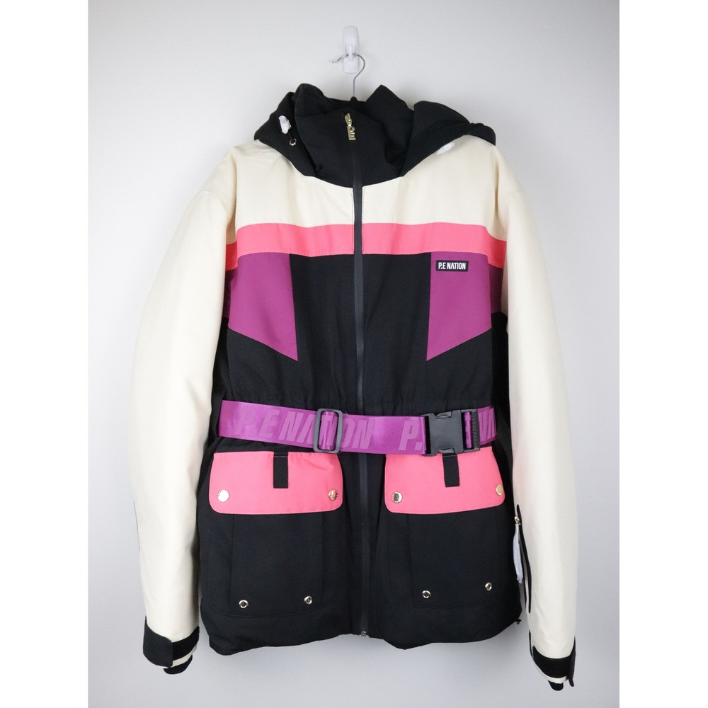 NWT P.E Nation Chamonix Snow Jacket Large Black Pink Colorblock Ski Insulated - Picture 3 of 14
